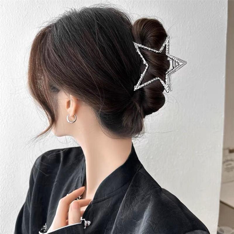 Golden Silver Star Hair Claw Pentagram Shark Claw Hair Accessories
