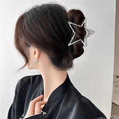 Golden Silver Star Hair Claw Pentagram Shark Claw Hair Accessories