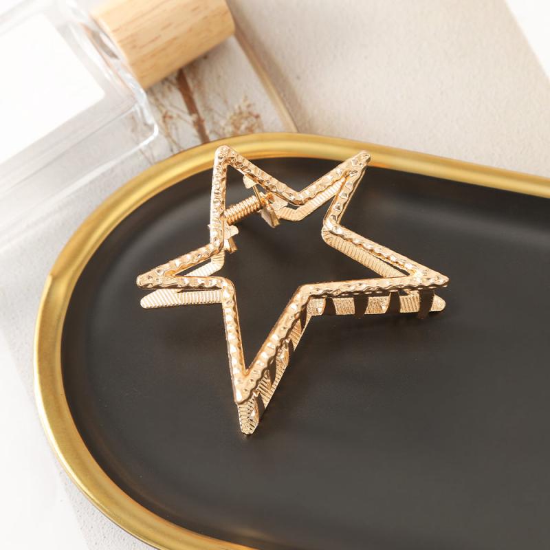 Golden Silver Star Hair Claw Pentagram Shark Claw Hair Accessories