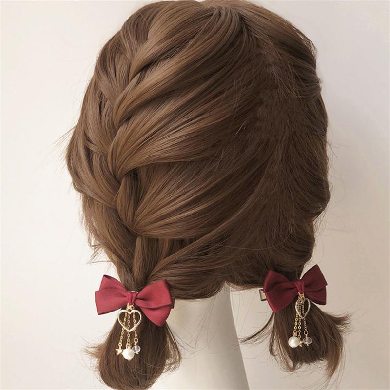 Bowknot Hair Clip with Pearl Pendant Hair Accessories