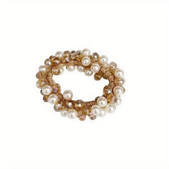Vintage Hair Rope Faux Pearl Crystal Rubber Band Hair Accessories