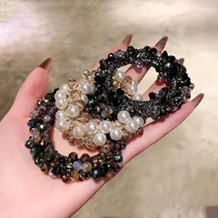 Vintage Hair Rope Faux Pearl Crystal Rubber Band Hair Accessories
