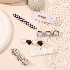 6pcs Checkered Flower Hair Clips Bobby Pins Non Slip Hair Accessories
