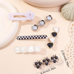 6pcs Checkered Flower Hair Clips Bobby Pins Non Slip Hair Accessories