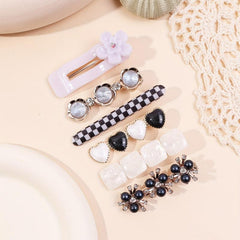 6pcs Checkered Flower Hair Clips Bobby Pins Non Slip Hair Accessories