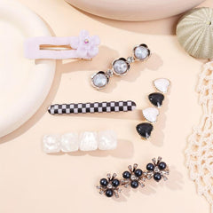 6pcs Checkered Flower Hair Clips Bobby Pins Non Slip Hair Accessories