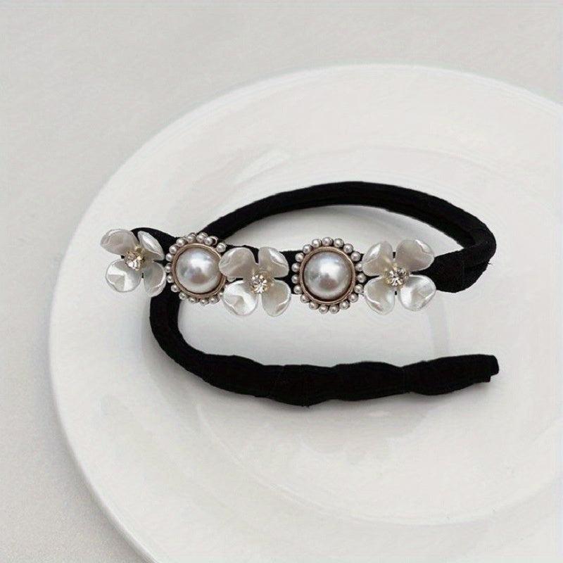 Faux Pearl Flower Hair Bun Maker Styling Tool For Women Girls