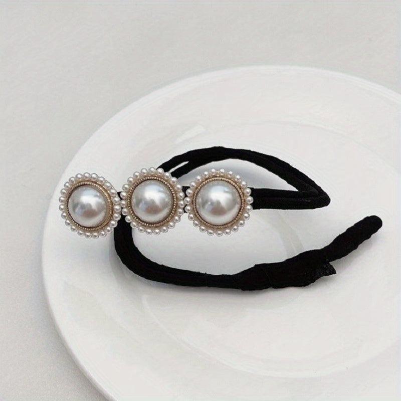 Faux Pearl Flower Hair Bun Maker Styling Tool For Women Girls