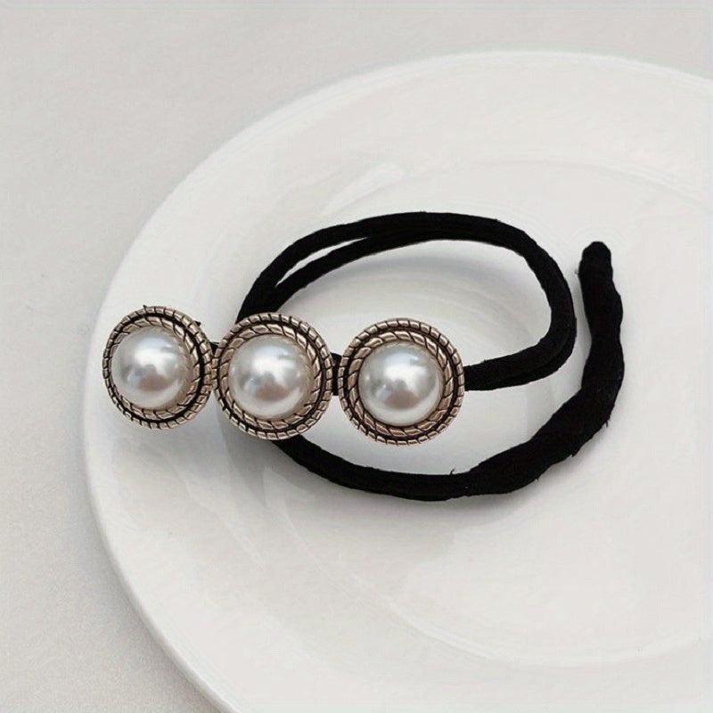 Faux Pearl Flower Hair Bun Maker Styling Tool For Women Girls