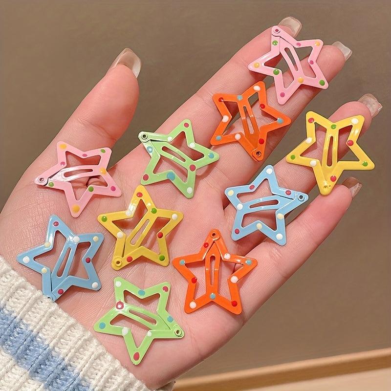 6pcs Y2K Star Hair Clip Snap Clip Hair Barrette Hair Slides Clip For Women Girls