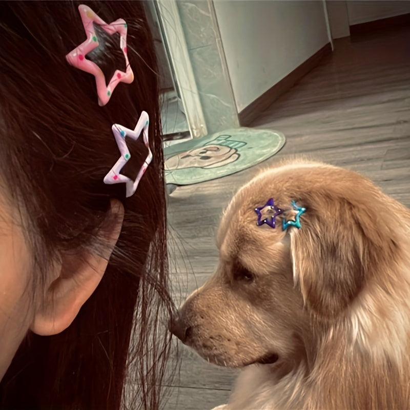6pcs Y2K Star Hair Clip Snap Clip Hair Barrette Hair Slides Clip For Women Girls