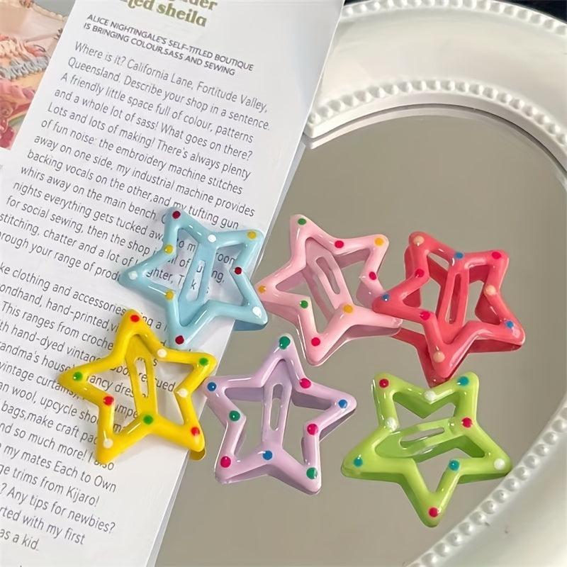 6pcs Y2K Star Hair Clip Snap Clip Hair Barrette Hair Slides Clip For Women Girls