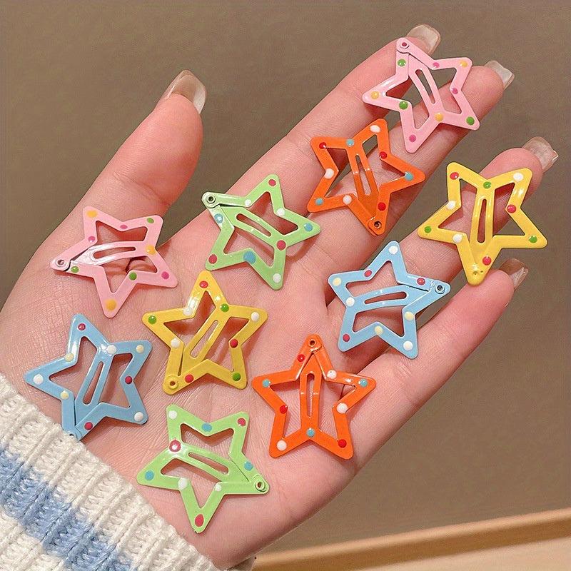 6pcs Y2K Star Hair Clip Snap Clip Hair Barrette Hair Slides Clip For Women Girls