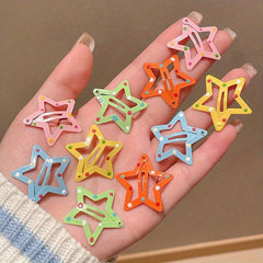 6pcs Y2K Star Hair Clip Snap Clip Hair Barrette Hair Slides Clip For Women Girls