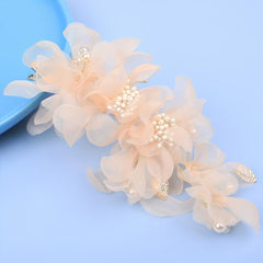 Pink Yarm Flower Hair Clip Duck Billed Clip Alloy Leaf Inlaid Rhinestone