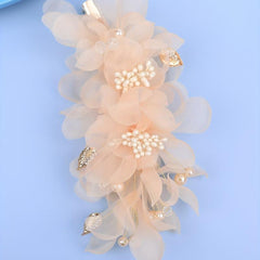 Pink Yarm Flower Hair Clip Duck Billed Clip Alloy Leaf Inlaid Rhinestone