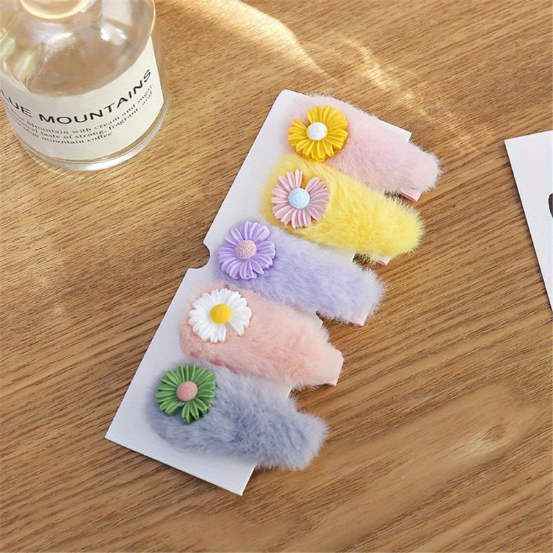 5Pcs Kids Plush Fruit Flower Hair Clip Cartoon Rabbit Children's Bangs Clip