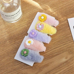5Pcs Kids Plush Fruit Flower Hair Clip Cartoon Rabbit Children's Bangs Clip