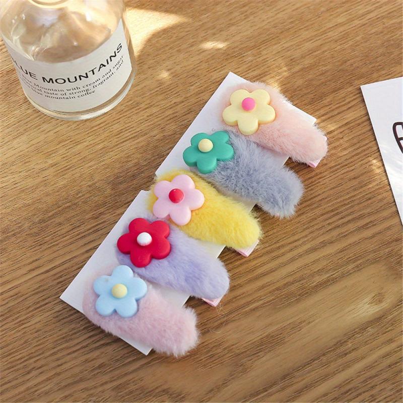 5Pcs Kids Plush Fruit Flower Hair Clip Cartoon Rabbit Children's Bangs Clip