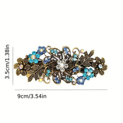 Vintage Flower Leaf Hair Clip Rhinestone Barrette Hair Accessories
