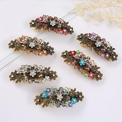 Vintage Flower Leaf Hair Clip Rhinestone Barrette Hair Accessories