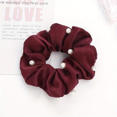 Faux Pearl Hair Ties Fabric Scrunchies Elastic Ponytail Hair Rope