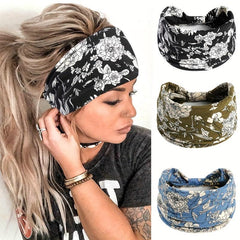 3pcs Retro Yoga Headband Flower Pattern Non slip Sweatband