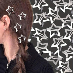 20pcs Y2K Star Hair Clip Hiphop Snap Clip Barrette Hair Slides Clip