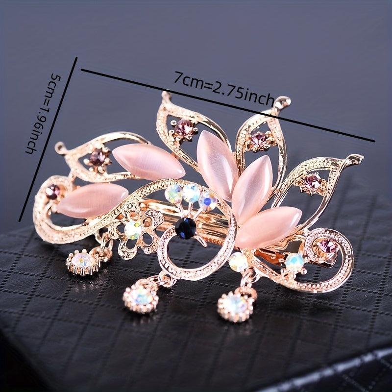 Peacock Rhinestone Hair Clip French Barrette Bun Maker Accessory