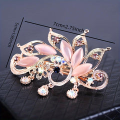 Peacock Rhinestone Hair Clip French Barrette Bun Maker Accessory