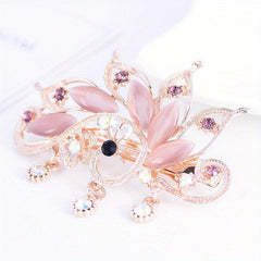 Peacock Rhinestone Hair Clip French Barrette Bun Maker Accessory