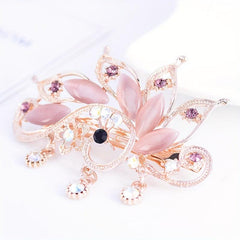Peacock Rhinestone Hair Clip French Barrette Bun Maker Accessory