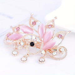 Peacock Rhinestone Hair Clip French Barrette Bun Maker Accessory