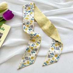 Yellow Small Silky Scarf Women's Scrunchie Ribbon Headband