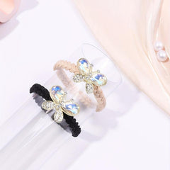 2pcs Crystal Butterfly Hair Tie Rhinestone Hair Rope Elastic Ponytail Holder