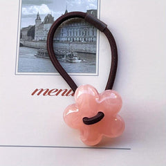 Jelly Flower Button Hair Tie Elastic Ponytail Holder Hair Accessories