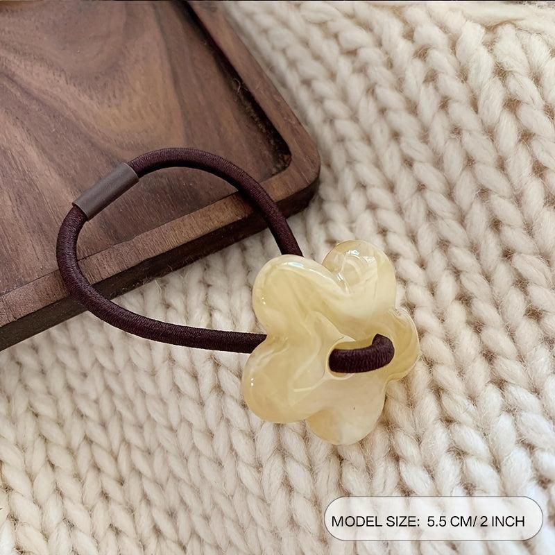 Jelly Flower Button Hair Tie Elastic Ponytail Holder Hair Accessories