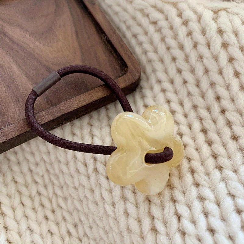 Jelly Flower Button Hair Tie Elastic Ponytail Holder Hair Accessories