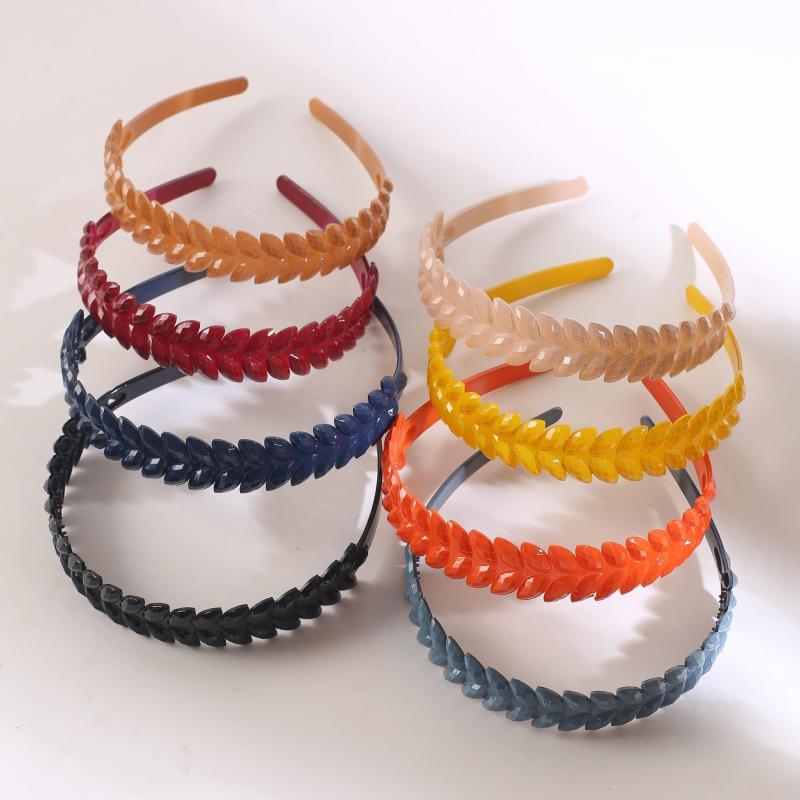 8pcs Bright Wide Brim Wheat Shape Headband Hair Hoop Thin Toothed Non slip