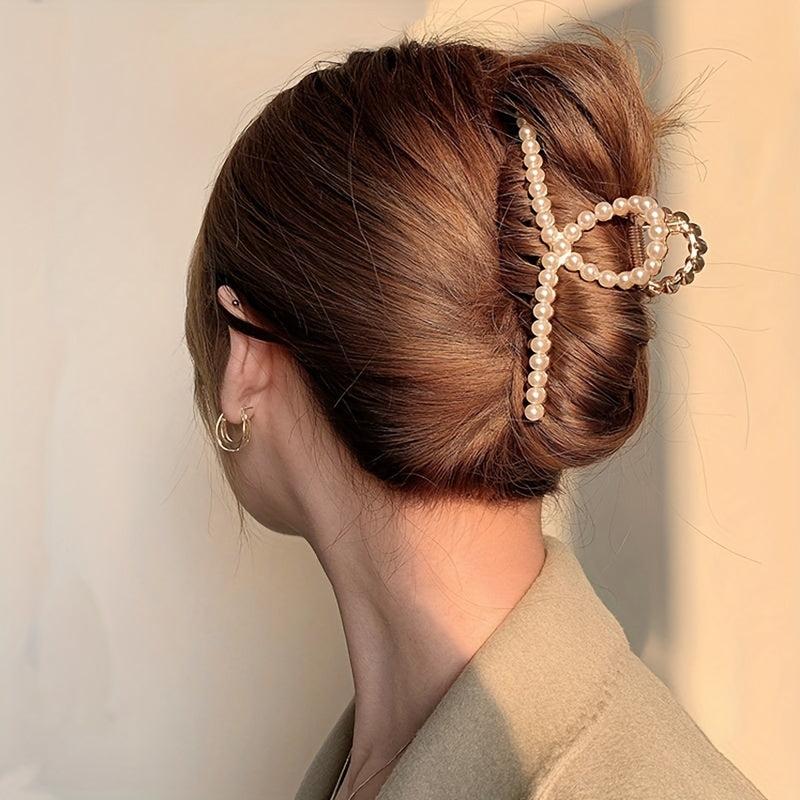 Faux Pearl Large Hair Clip Ponytail Holder Head Jewelry Hair Accessories