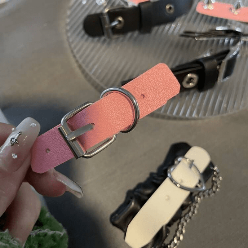 Metal Leather Hair Clip With Cross Pendant Side Clip Y2K Hair Accessories
