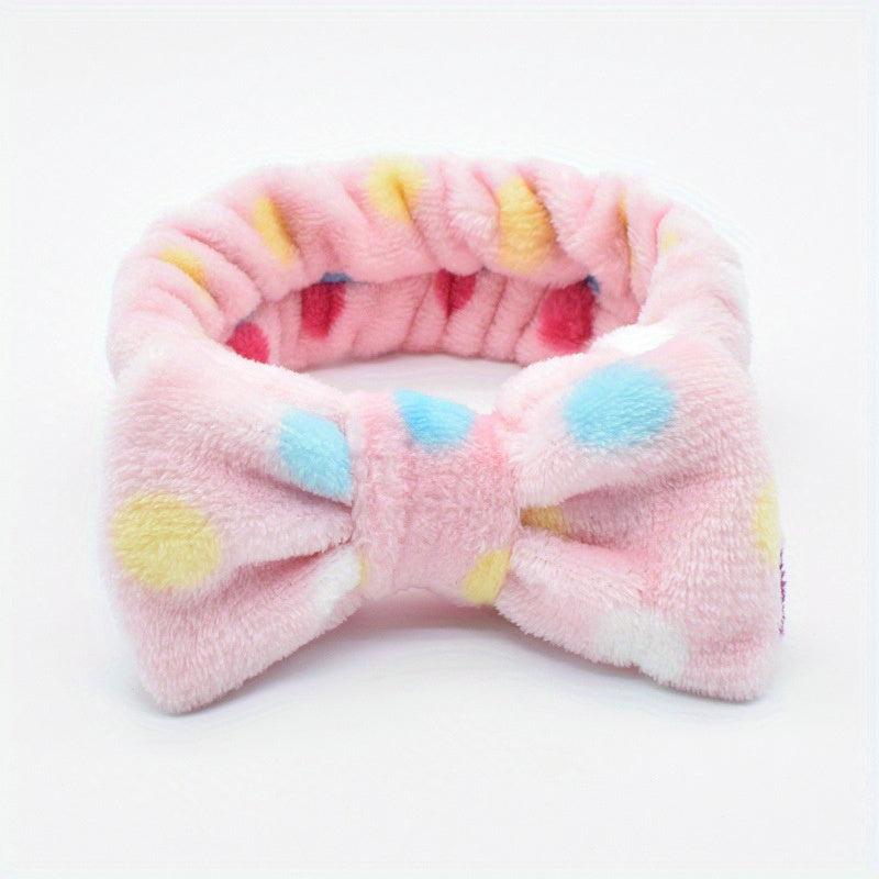 Polka Dot Bow Headband for Face Washing Skincare Spa