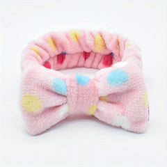 Polka Dot Bow Headband for Face Washing Skincare Spa