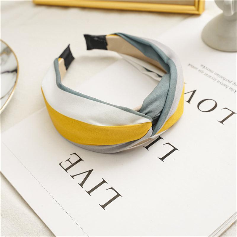Wide Multicolor Fabric Hairband Ladies Knotted Hair Accessories