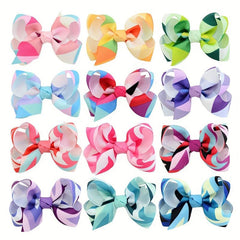 Colorful Bow Hair Clips for Girls Kids, Printed Bowknot Hair Accessory