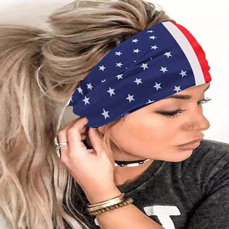 American Pattern Headband Stretchy Hair Band Sports Sweatband For Yoga Running