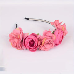 Pink Simulation Flower Ladies Headband Bride Bridesmaid Wedding