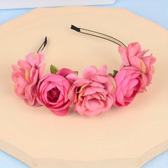 Pink Simulation Flower Ladies Headband Bride Bridesmaid Wedding