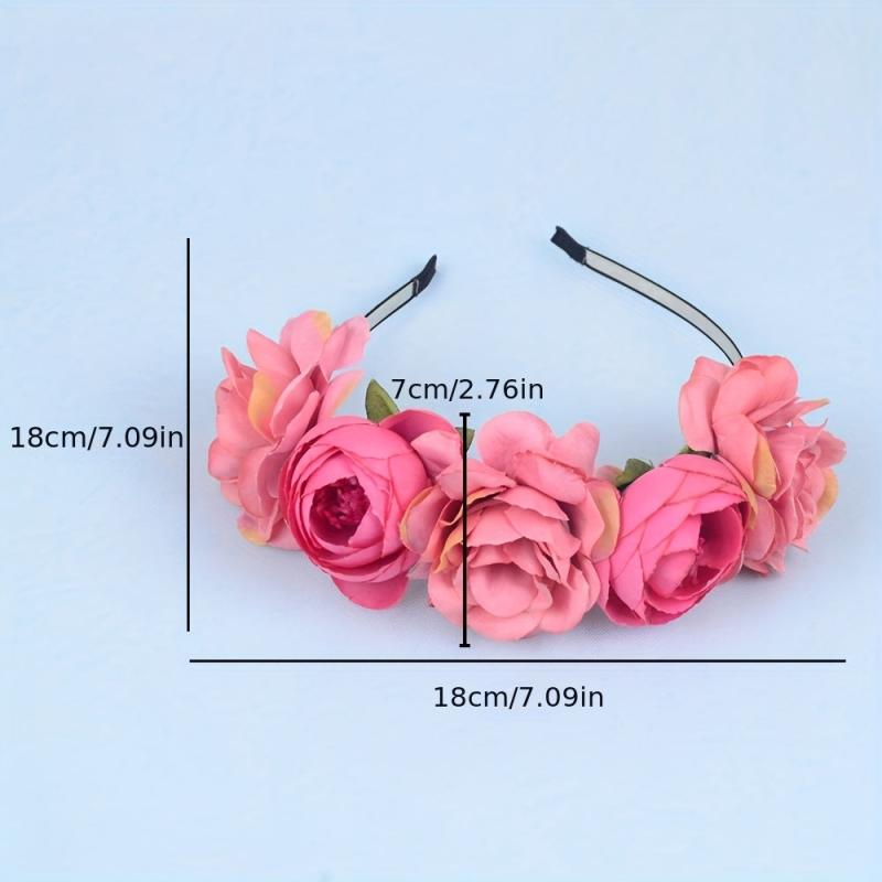 Pink Simulation Flower Ladies Headband Bride Bridesmaid Wedding