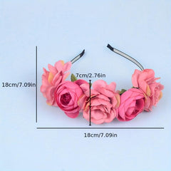 Pink Simulation Flower Ladies Headband Bride Bridesmaid Wedding